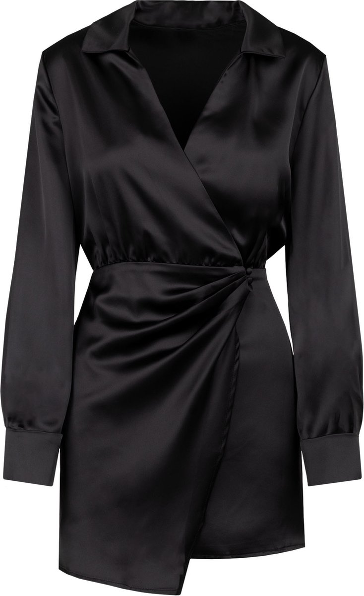 Wrap Satin Gown Black main image 1