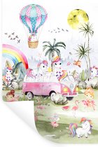 Muursticker kinderkamer - Kinder decoratie - Unicorn - Regenboog - Kinderen - Meiden - Auto - Muursticker - Decoratie voor kinderkamers - 20x30 cm - Zelfklevend behangpapier - Stickerfolie