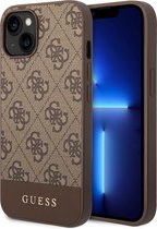 Guess 4G Stripe Back Case - Geschikt voor Apple iPhone 14 (6.1") - Bruin