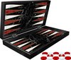 Afbeelding van het spelletje Kleine Backgammon koffer zwart/wit - Maat S 25cm - Merk Yenigün Tavla - reisversie