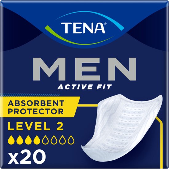 TENA MEN Active Fit Absorbent Protector Level 2, verpakking van 20 stuks.