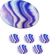 Onderzetters voor glazen - Rond - Neon - Agaat steen - Abstract - 10x10 cm - Glasonderzetters - 6 stuks