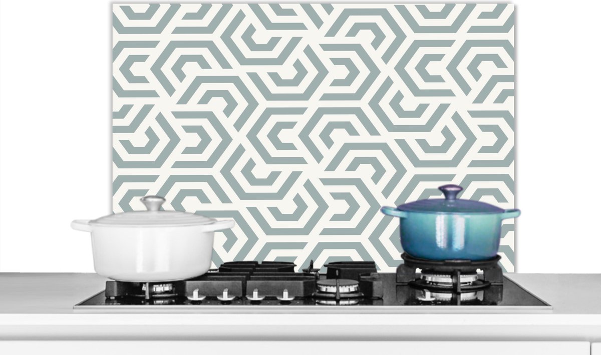 Spatscherm - Design - Patronen - Groen - Spatwand - 80x55 cm - Achterwand keuken