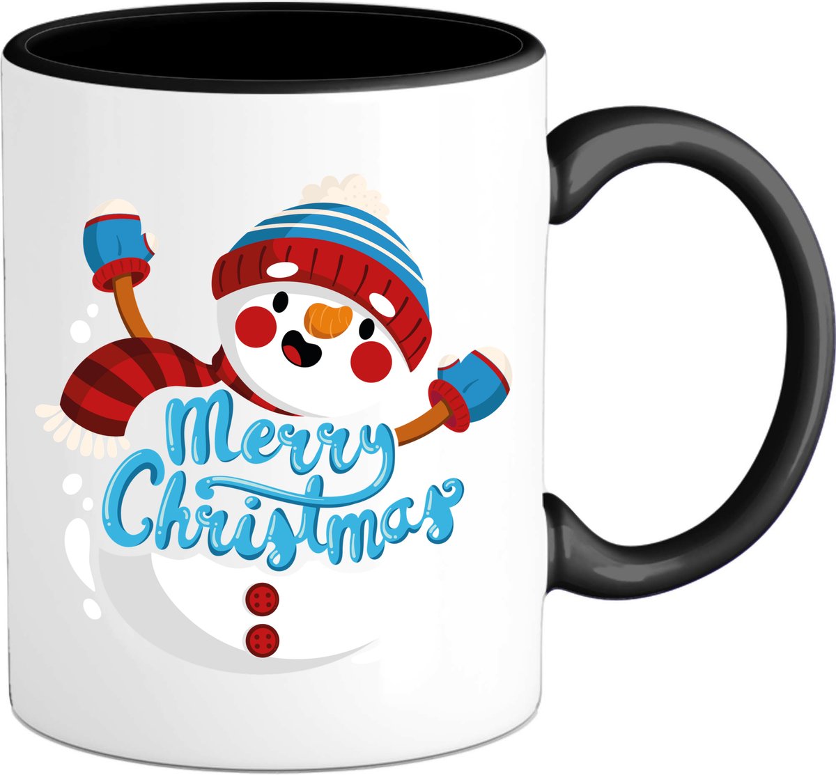 Merry christmas sneeuwpop - Mok - Zwart