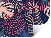 Muurstickers - Sticker Folie - Bladeren - Tropisch - Patroon - Meisjes - Kinderen - Roze - Meid - 160x120 cm - Plakfolie - Muurstickers Kinderkamer - Zelfklevend Behang XXL - Zelfklevend behangpapier - Stickerfolie