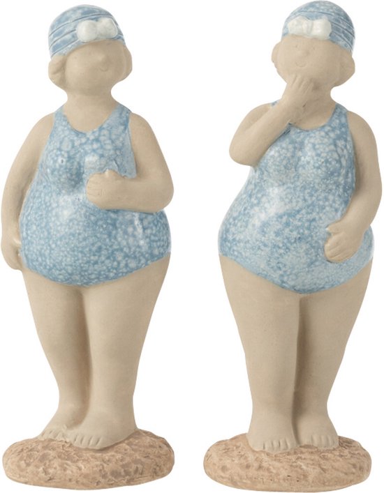 J-Line figuur Vrouw Badpak Staand - keramiek - blauw - small