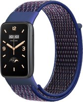 Nylon Smartwatch bandje - Geschikt voor Xiaomi Smart Band 7 Pro nylon bandje - indigo blauw - Strap-it Horlogeband / Polsband / Armband