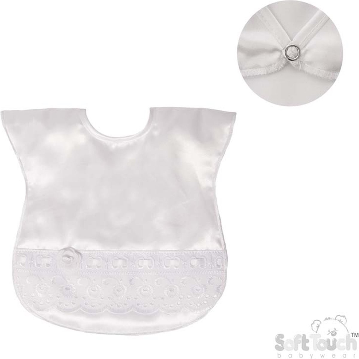 Goedkoopste Soft Touch Slabbetje Lace & Rose 33 Cm Satijn Wit-Wit