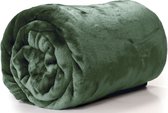 Unique Living Plaid/deken - fleece - pesto groen - polyester - 130 x 180 cm