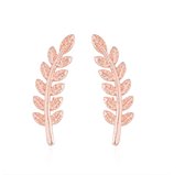 Joboly Trendy blad veer leaf oorbellen langs je oorlijn kort - Dames - Roségoudkleurig