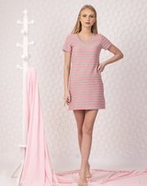 VANILLA - Chemise de nuit femme à rayures - Coton égyptien - PJ8929 - Rose - XXL