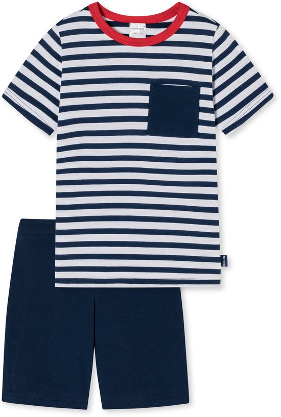 Schiesser Jungen Schlafanzug Kurz-100% Organic Bio Baumwolle-Größe 140 bis Set di Pigiama, Bianco_180993, 176 Bambini e Ragazzi