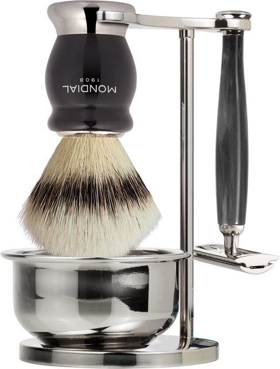 Scheerset & Bowl Moxon Safety Razor - Silvertip Fibre - Black Pearl | bol