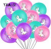 10 stuks ballonnen eenhoorn - unicorn paars-roze-groen