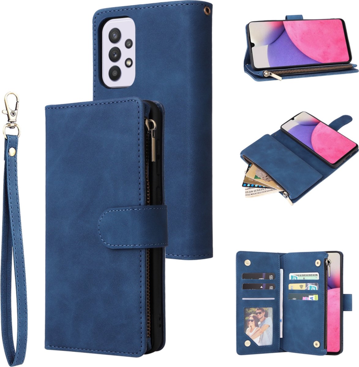BookCover Wallet Etui geschikt voor Samsung Galaxy A33 5G Blauw