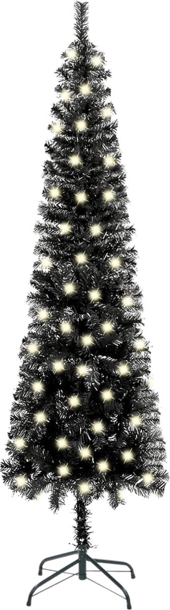 Prolenta Premium - Kerstboom met LED's smal 210 cm zwart