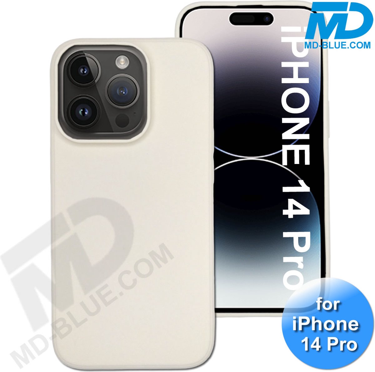 Hoesje geschikt voor de iPhone 14 Pro - telefoonhoesje - Back Cover van Siliconen - Zacht Wit
