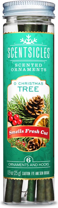 Kerstboom geurstokjes "Oh Christmas tree" ( set 6 met S-haakjes) - Scentsicles