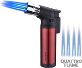 Torch Silver Match Quattro - Rouge - 4 Flammes - Briquet - Rechargeable - Feux d'artifice - Brûleur à gaz