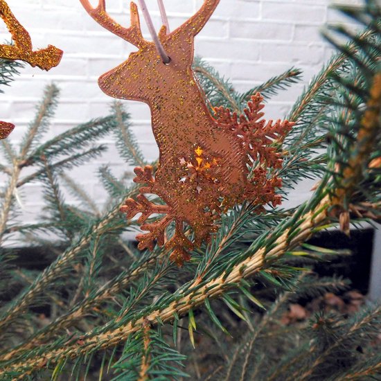 Hetty'S - Ensemble unique de cintres Suspensions pour sapin de Noël couleur bronze - Cheval - Cerf - Gyroscope - Boule avec fleurs - Boule avec sapin de Noël