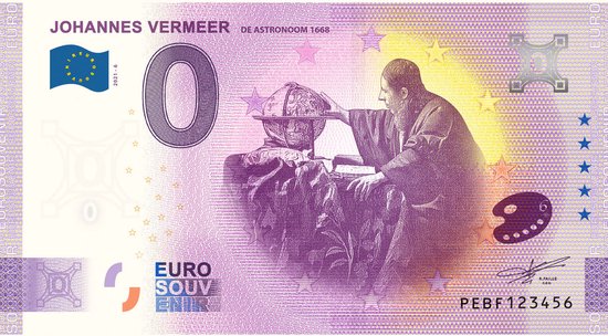 Afbeelding van het spel 0 Euro biljet 2021 - Johannes Vermeer De Astronoom