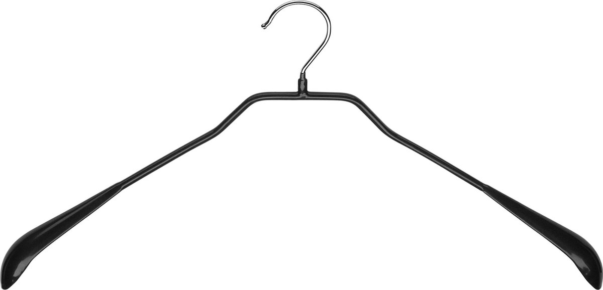 TopHangers [Set van 5] - Stevige metalen kledinghanger / garderobehanger met brede schouderkoppen | Voorzien van zwarte anti-slip coating | Geschikt voor zelfs de zwaarste jassen | Gecertificeerd als 'Eco friendly' en 'Skin friendly' | 'Mawa 38L'