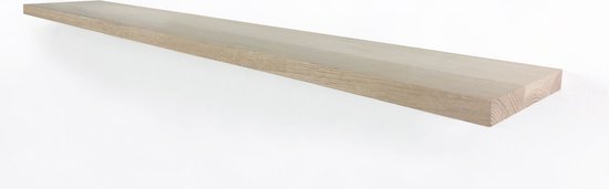 Wandplank zwevend eiken recht 150 x 20 cm 25 mm - Eikenhouten wandplank - Wandplank - Zwevende wandplank - Fotoplank - Boomstam plank - Muurplank - Muurplank zwevend