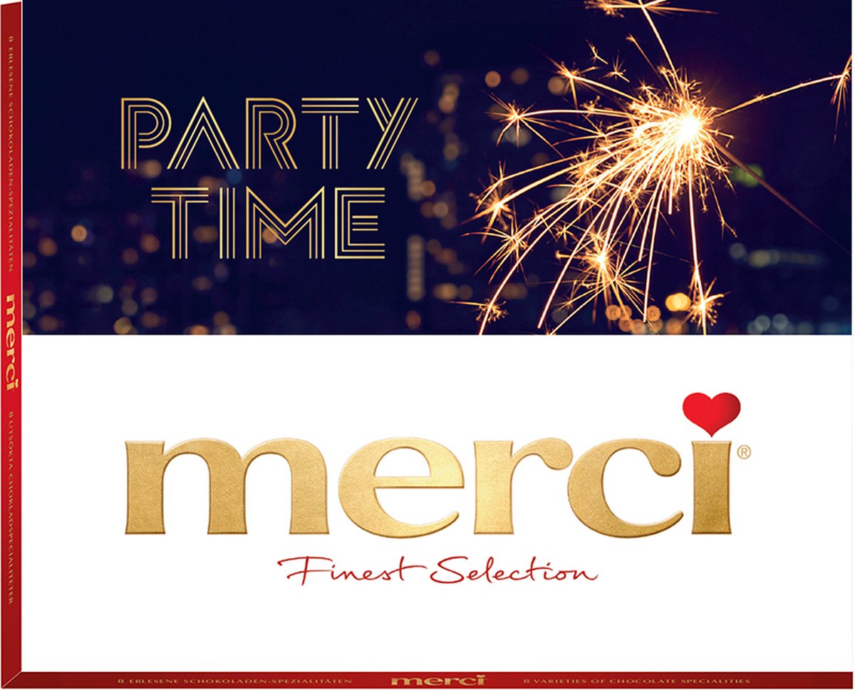 tablettes de chocolat merci avec inscription party time - merci Finest  Selection - 250g