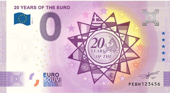 0 Euro biljet 2022 - 20 jaar Euro