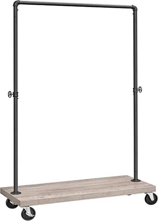 Portant à Vêtements Roulant En Métal Noir – Capacité 54,4 Kg, Roues Avec Frein – Idéal Petit Espace