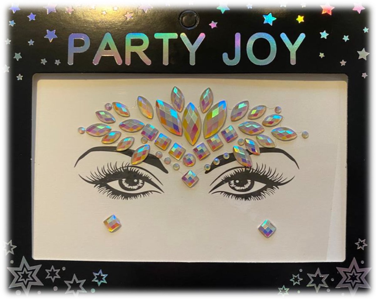 Party Joy Face Jewels Festival Glitter Gezicht Steentjes Plak Diamantjes Glow...