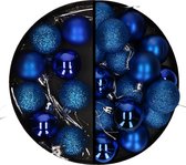 Kerstballen - 20x stuks - blauw - 3 en 4 cm - kunststof