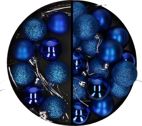 Foto: Kerstballen 20x stuks blauw 3 en 4 cm kunststof