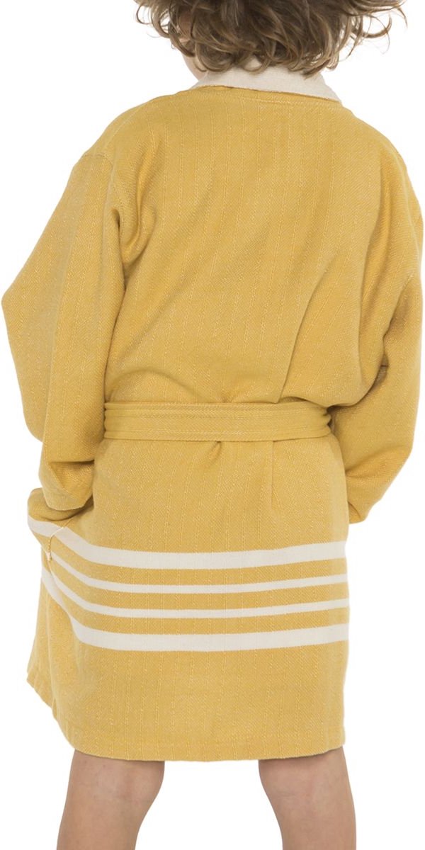 Hamam Kinderbadjas Mustard Yellow - 2-3 jaar - jongens/meisjes/uniseks - badjas kind / kinderen - badjas kind badstof - zwembadjas - 2-3 jaar - jongens/meisjes/unisex pasvorm - comfortabele sjaalkraag - kinder badjassen - kinder badjas badstof van Hama — afbeelding 5