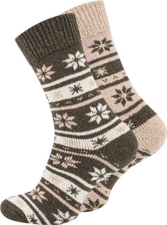 Wintersokken sneeuwvlokken sokken| thermische sokken |Dikke badstof sokken|  2 paar|... | bol.com
