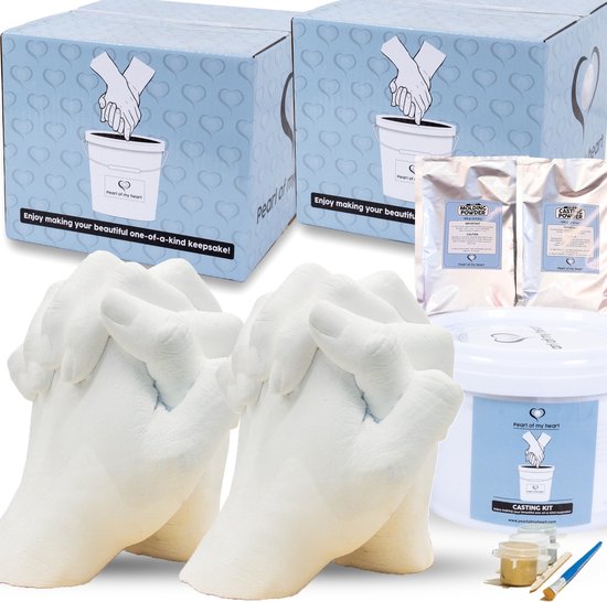 Foto: Pearl of my heart dual pack 2x handafdruk 3d gegipste handen set voor koppels 3d geschenksets