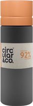Circular&Co. herbruikbare to go waterfles 21oz/600ml grijs/oranje