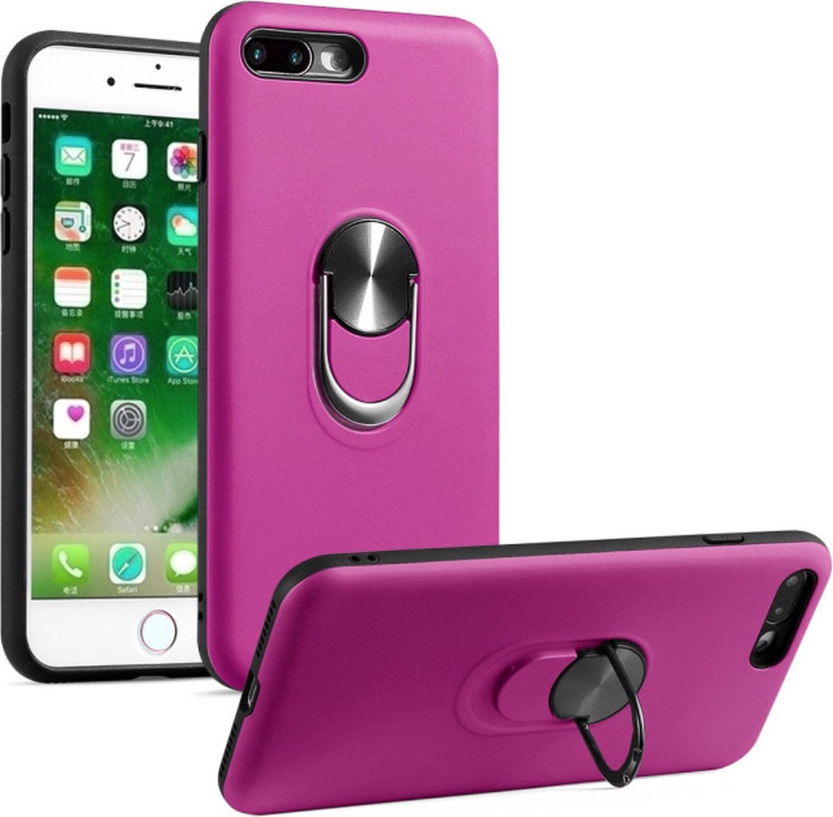 Hoesje Geschikt voor iPhone 7/8 Plus hoesje Shockproof Armor case - back cover – TPU – Roze