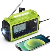 Zonne-radio met LED-zaklamp en Leeslampje , DAB+ Bouwplaatsradio IPX4, Noodradio en SOS-alarm Geschikt voor Wandelen,