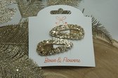 Klik klak glitter – Licht goud – Set van 2 – Kerst - haarclip - Bows and Flowers