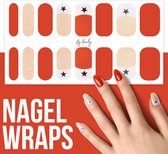 By Emily - Nagel wrap - Red Gold Star | 16 stickers | Nail wrap | Nail art | Trendy | Design | Nagellakvrij | Eenvoudig | Nagel wrap | Nagel stickers | Folie | Zelfklevend | Sjablonen