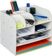 Relaxdays bureau organizer - documentenbak - pennenbak - desk organizer - brievenbak - wit
