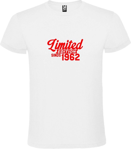 Wit T-Shirt met “ Limited edition sinds 1962 “ Afbeelding Rood Size XXXXXL