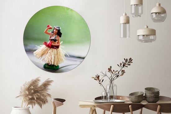 Danseuse de hula sur tableau de bord Assiette en plastique cercle mural ⌀ 150 cm XXL / Groot format!