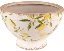 Clayre & Eef Bloempot Ø 21x14 cm Geel Keramiek Citroen