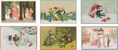 Cartes de Noël nostalgiques - 6 pièces - SA - Images Vintage classiques - Hiver - Neige - Festif - Réveillon du Nouvel An - Cartes de Noël Old Brocante