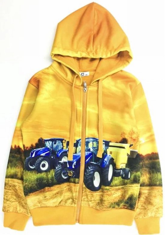 Kinder vest tractor trekker kleur geel maat 134/140