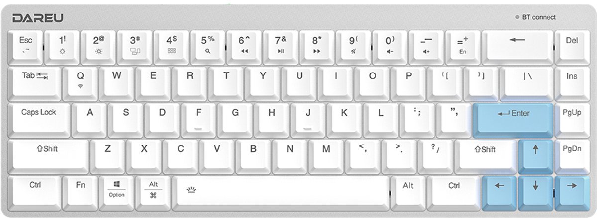 DAREU EK868 White 65% Red Low-Profile Switch Bluetooth Engels Mechanisch Gaming Toetsenbord