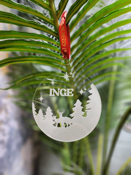 Kerstbal hanger rendier met naam kerst kerstgeschenk kerstcadeau