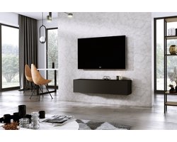 Meubel Square - TV meubel DIAMOND - Mat Zwart - 120cm - Hangend TV Kast